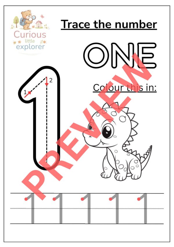 Trace the numbers 1 to 10 - English