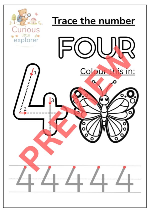 Trace the numbers 1 to 10 - English