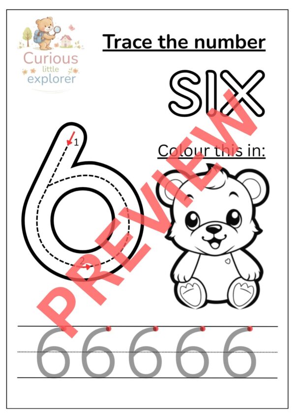 Trace the numbers 1 to 10 - English